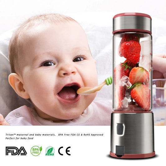 Hot Sale Travel Personal Stainless Steel Body Usb Coffee Rechargeable Personal Blender Juicer Portable Mini Blender Cup