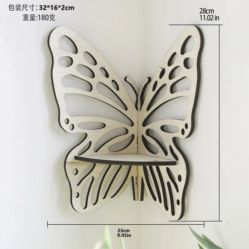 Wooden butterfly Corner Shelf Creative Shelf Wall Decorations Candle Holders for Home Decor