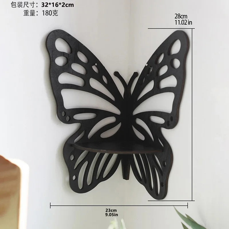 Wooden butterfly Corner Shelf Creative Shelf Wall Decorations Candle Holders for Home Decor